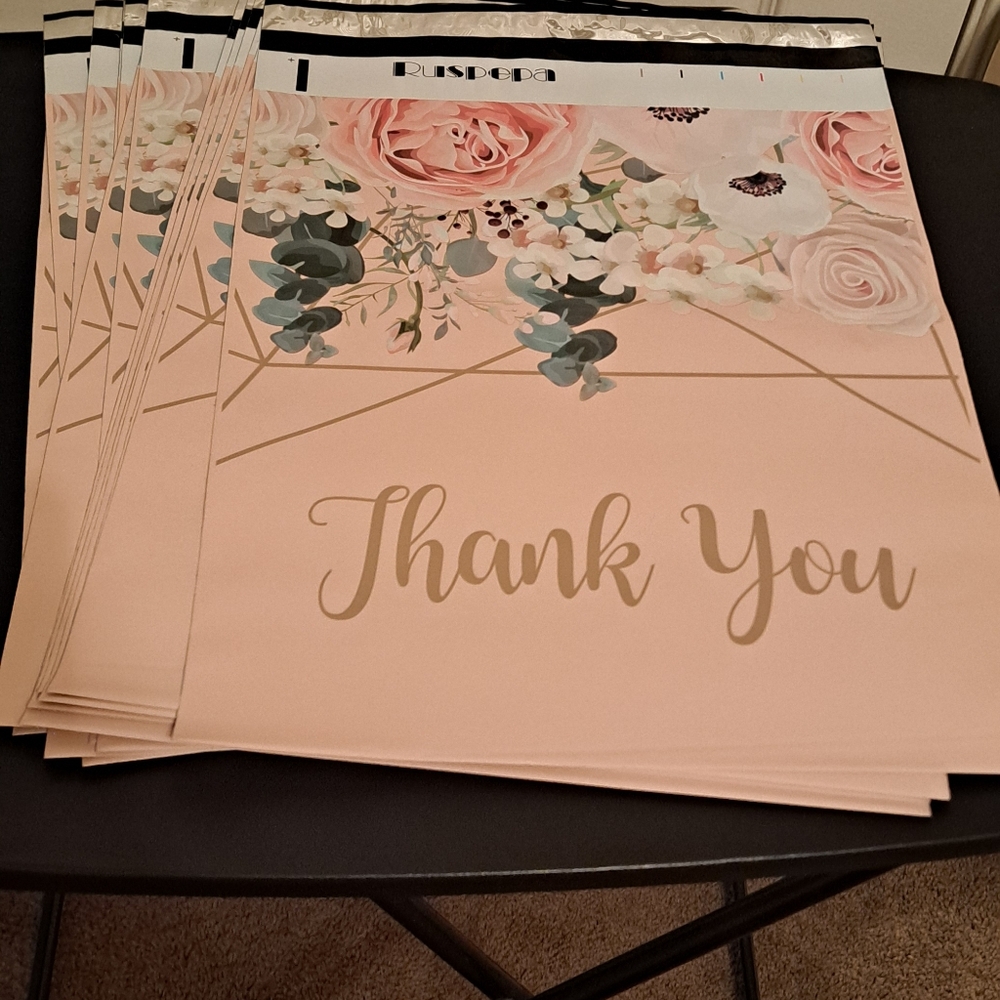 15 ct 12.0×15.5 Floral Thank You polymailers - Picture 2 of 3